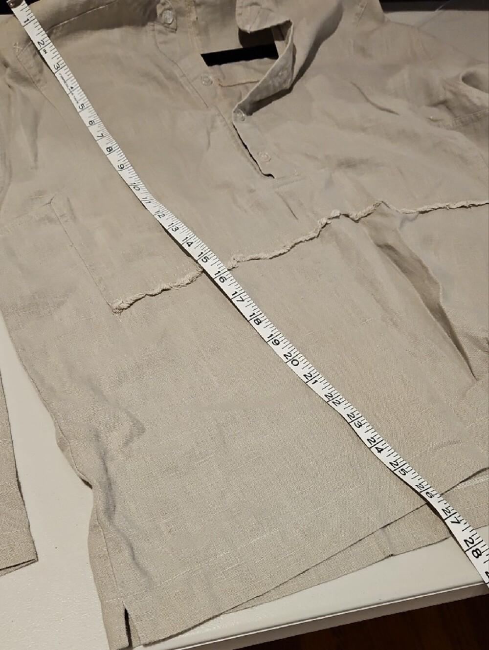 Linen Henley High Quality Construction In Stone Taupe 0013 - Picture 8 of 11
